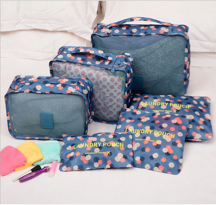 6 piece set / set Oxford knit bag travel bag storage bag luggage packaging cube storage bag clothing: D1