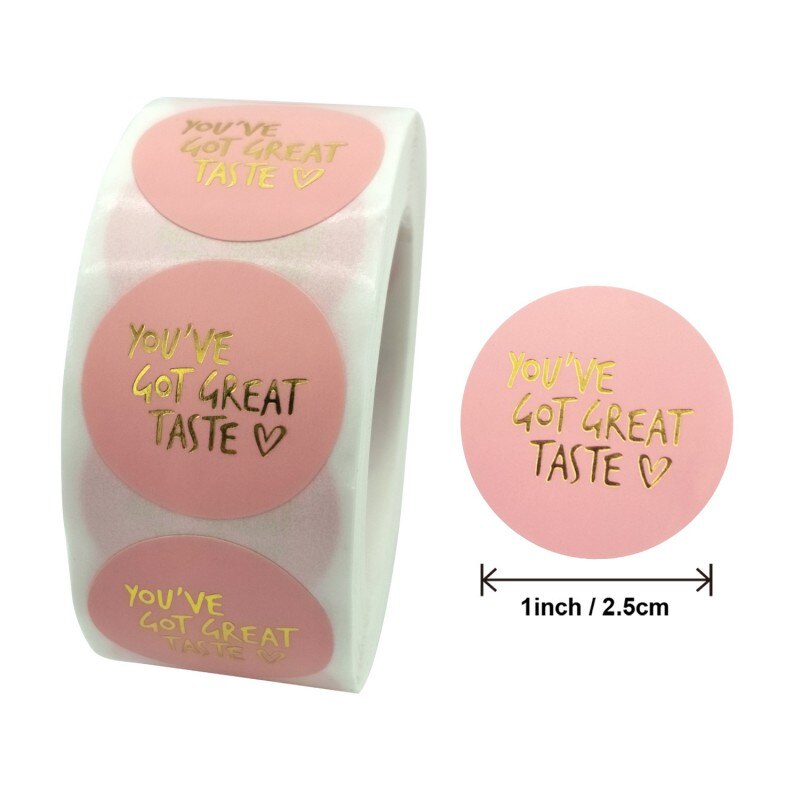 Pink Paper Label Stickers Gold Thank You Stickers Scrapbooking Handmade Business Packaging Seal Labels Stationery Sticker: D2.5cm