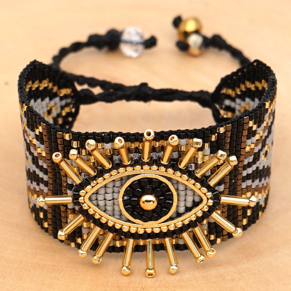 Go2boho Turkish Evil Eye Bracelet For Women Jewelry Miyuki Handmade Woven Pulsera Mujer Moda Greek Eye Bracelets Set: MI-B190617A