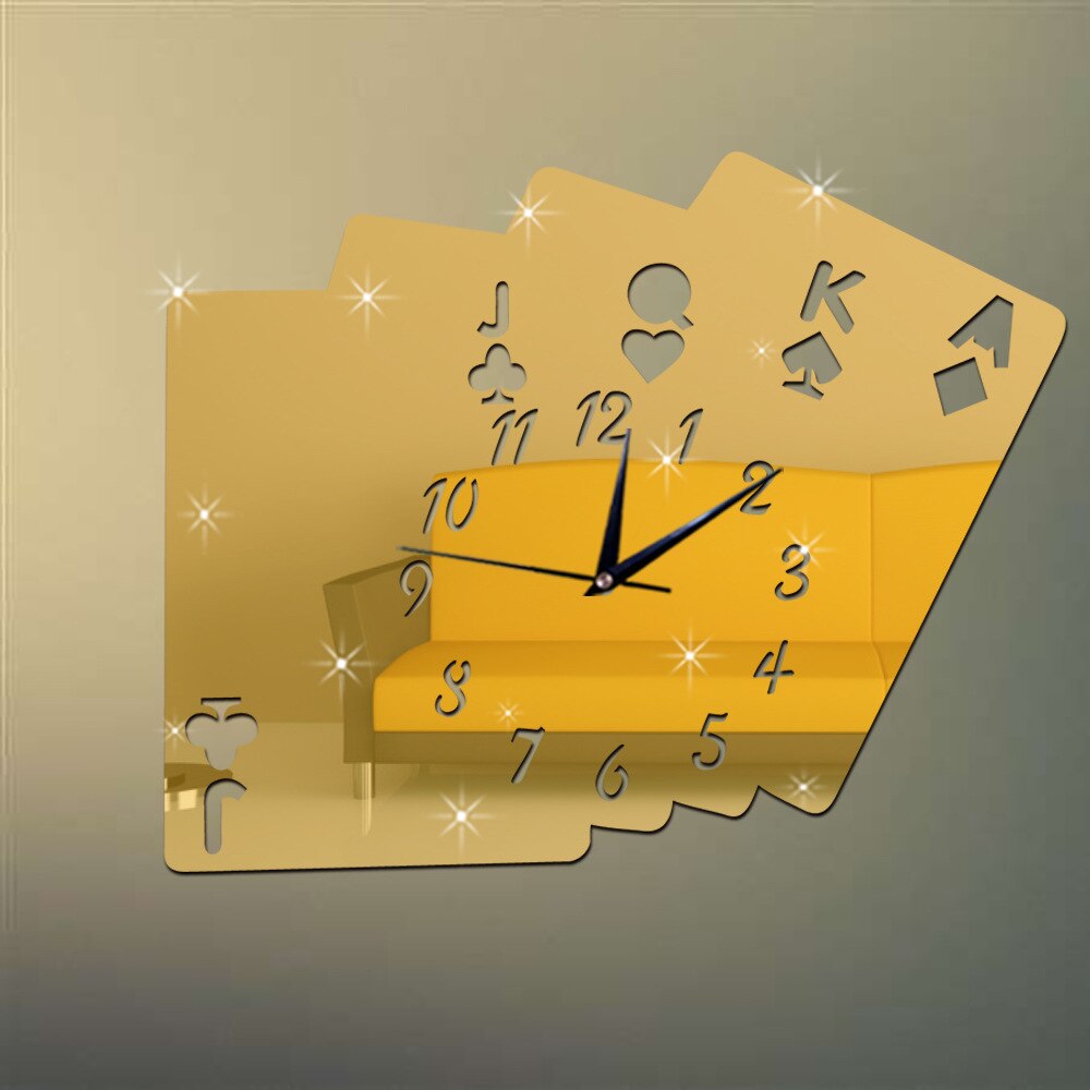 Decorate Home playing cards clock art wall mirror sticker decoration Decals mural painting Removable Decor Wallpaper LF-1100