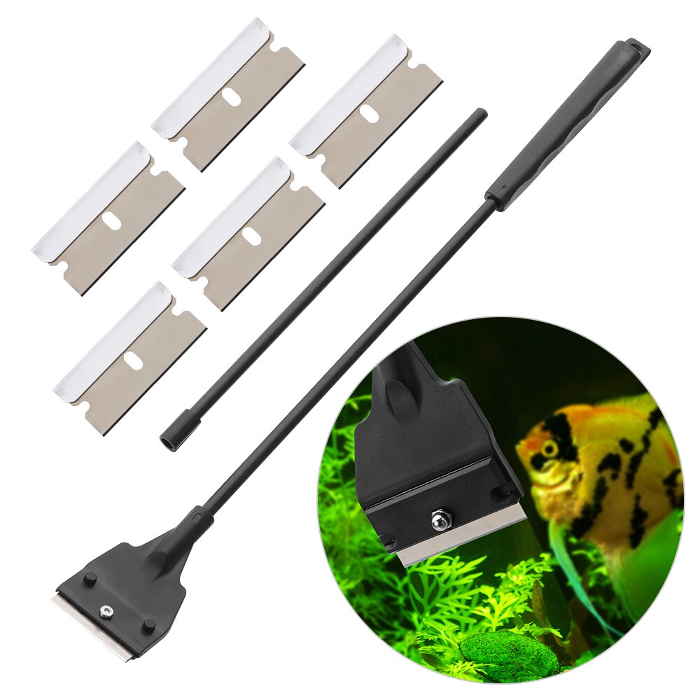 Rvs Aquarium Fish Tank Algen Schraper Schoon Borstel Blade Aquatic Water Levende Plant Gras Cleaning Multi-Tool Cleaner