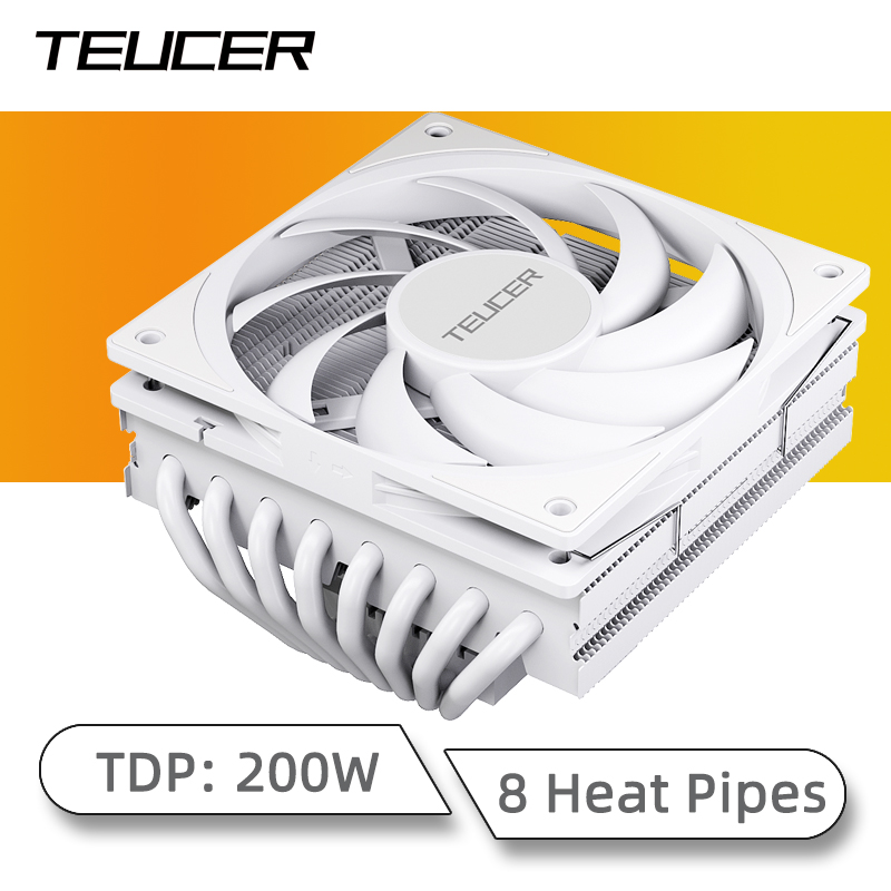 TEUCER UT75 8 Heat Pipe CPU Cooler TDP 200W Equipped with UT12015 FDB Fan For AM5 AM4 and Intel LGA1700 1200: WHITE