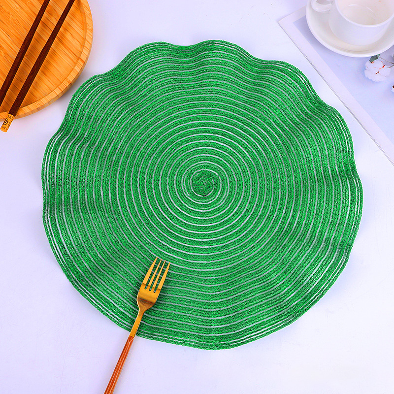 Tovagliette rotonde ondulate Set di 6 tovagliette a cerchio intrecciate intrecciate da 15 pollici per tavoli da pranzo tovagliette da cucina lavabili: green