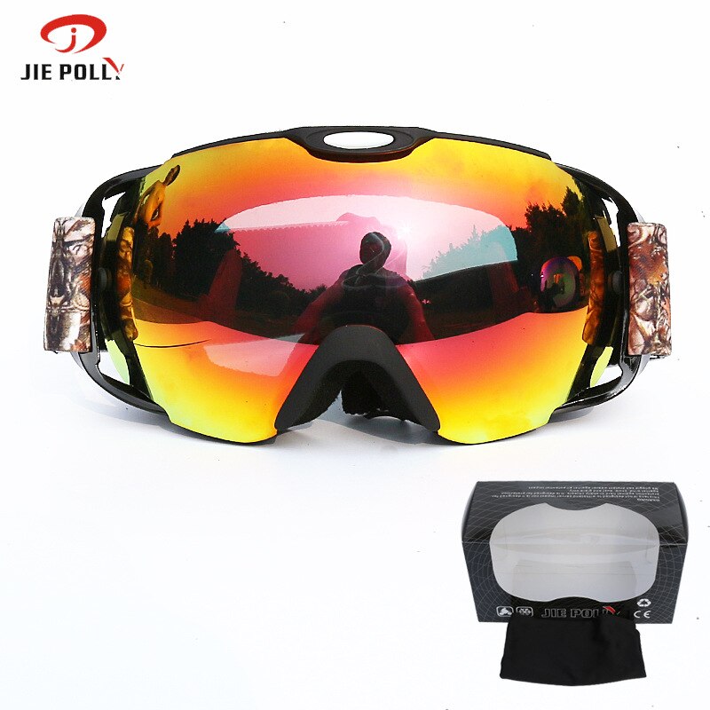 lv qi Ski Goggles Double Layer Anti-fog Ski Goggles Large Spherical Warm Cocker Myopia Windproof: Black and White with Pattern Frame