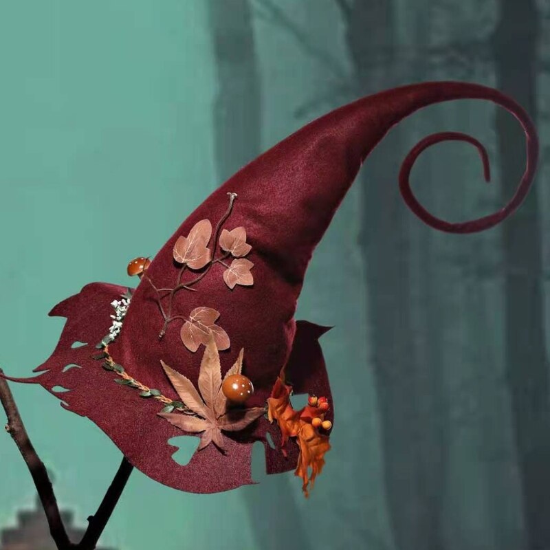 X5XE Halloween Hat Wizard Hat Halloween Wizard Hat w/ Beautiful Flower Decor Cosplay Party Witch Costume Accessories