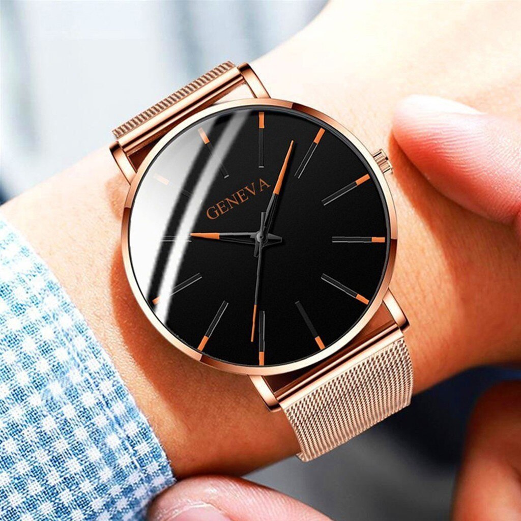 Mannen Mode Ultra Dunne Horloges Minimalistische Eenvoudige Mannen Business Roestvrijstalen Gaas Riem Quartz Horloge Relogio Masculino # Cl