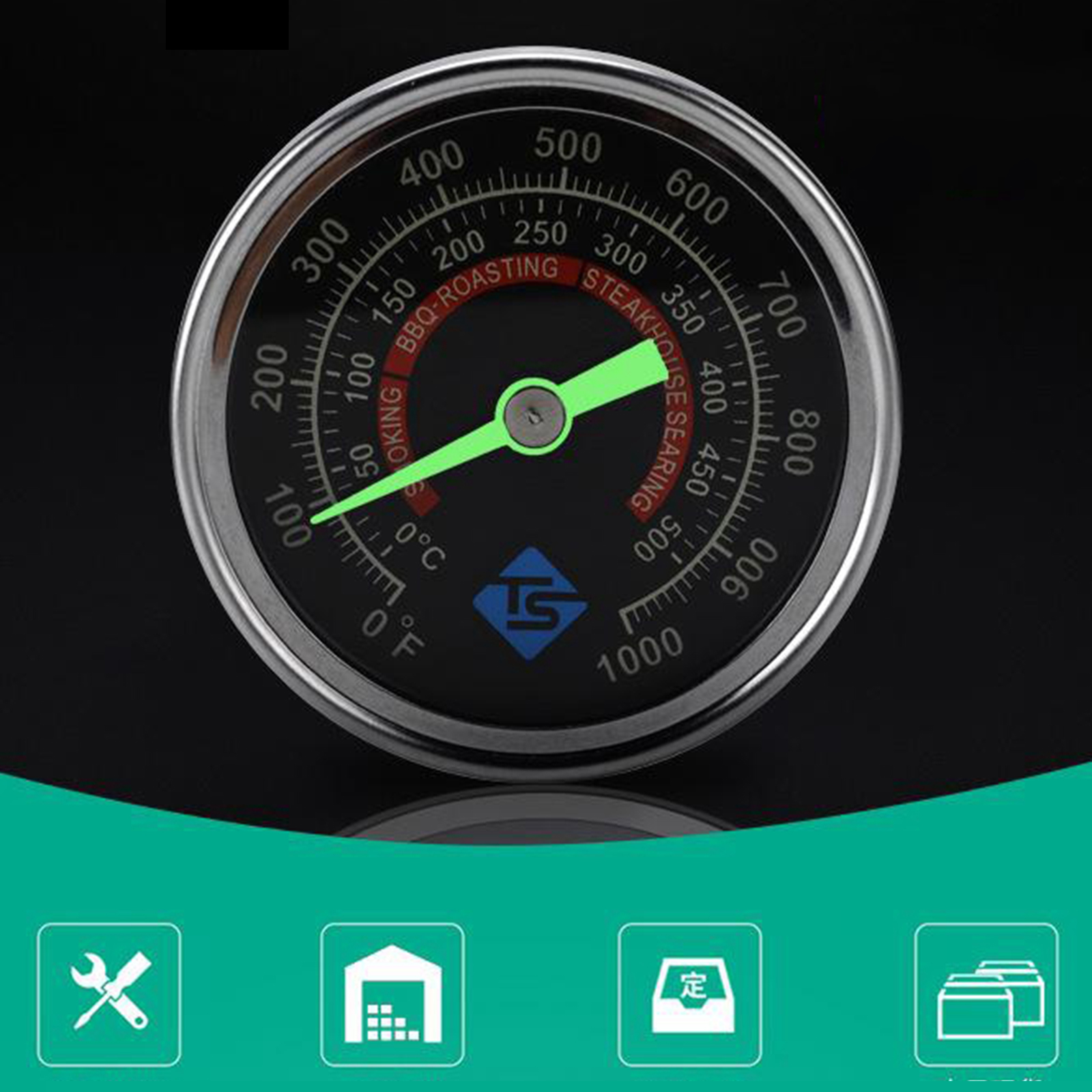 BBQ Grill Temperature Gauge Waterproof Large Face for Barbecue Charcoal Grill