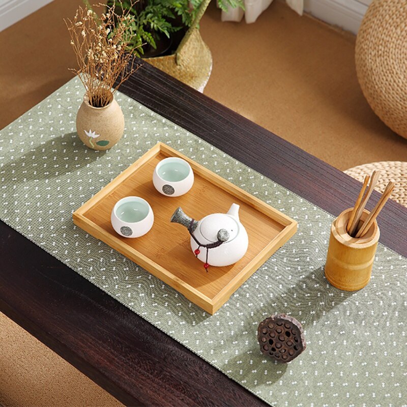 Japanese Bamboo Square Food Tray Solid Wood Tea Set Tray Home Breakfast Tray Cake Tray Flower Pot Bonsai Gardening Holder