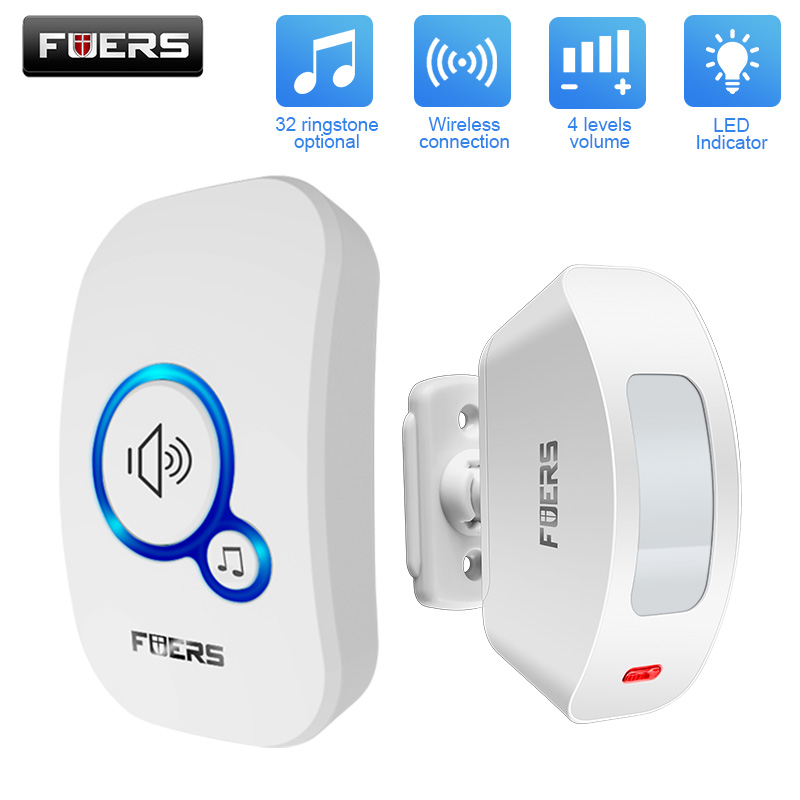 FUERS Drahtloser Türsensor, Alarm, Türklingeln, Glockenspiel, Heimsicherheit, Bewegungsmelder, Besucheralarm, Willkommensglockenspiel, Einbruchalarmsystem: Armee Grün / uns-Stecker