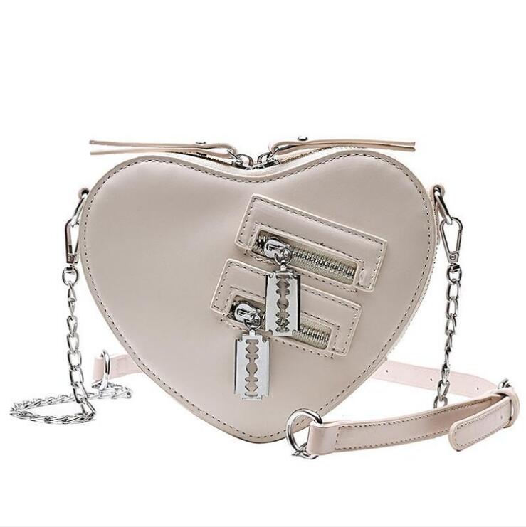 Gothic punk tassen dames blade chain een schoudertas vrouwelijke harajuku casual tas: Wit