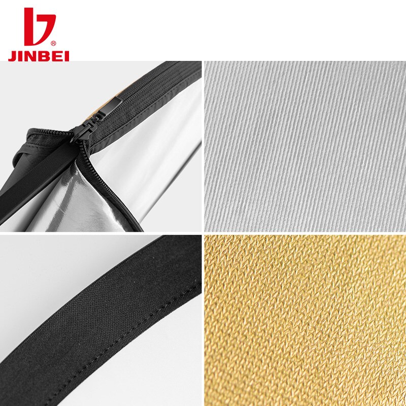 Jinbei 31 ''80Cm 5in1 Reflector Fotografie Inklapbare Draagbare Licht Diffuser Ronde Reflector Voor Foto Kleurrijke Zilver Zwart