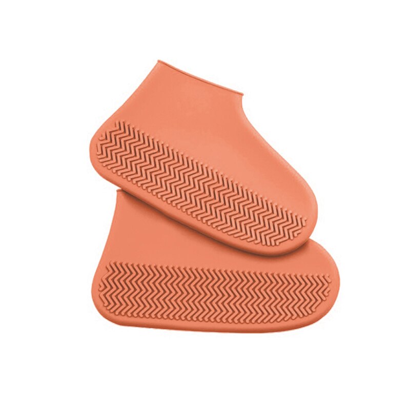 Couvre-chaussures imperméables réutilisables, matériau en Silicone, résistant à l'usure, protège-chaussures, bottes de pluie pour enfants et adultes: Orange / S