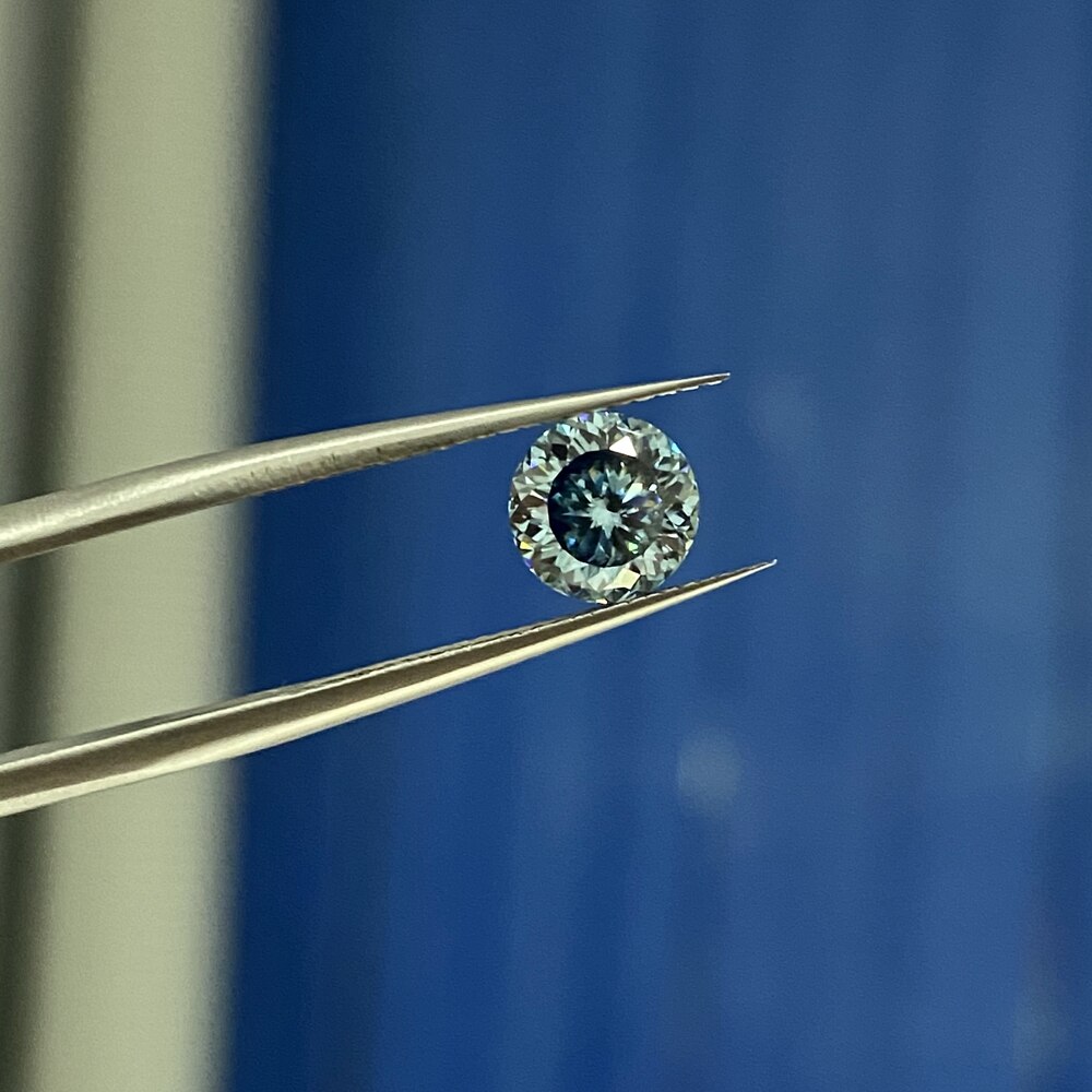 Meisidian Newest Lab Created Excellent 1 Karat 6.5mm 100 Faceted Cut Blue Sapphire Moissanite Diamond Price Per Carat