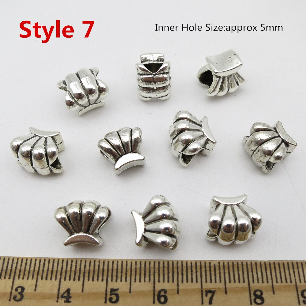 5 pz/pacco metallo differente 5 stili di Pesce, Le Stelle, conchiglie treccia di capelli terrore dreadlock perline anelli del tubo per Lo Styling Accessori: 10pcs Style 7