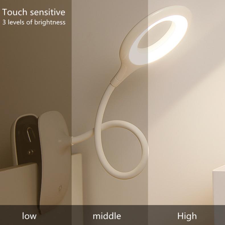 LED-tischleuchte mit berühren-Clip, schwanenhals, usb-aufladbar, 1200 mah akku, Ideal zum arbeiten, lesen oder fürs schlafzimmer.