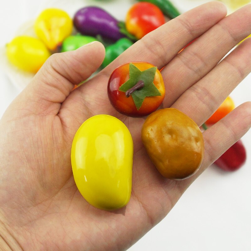 20pcs Simulation Small Fruits Mini Fruits and Vegetables Models DIY Handmade Props Kindergarten Teaching Aids Home Decoration