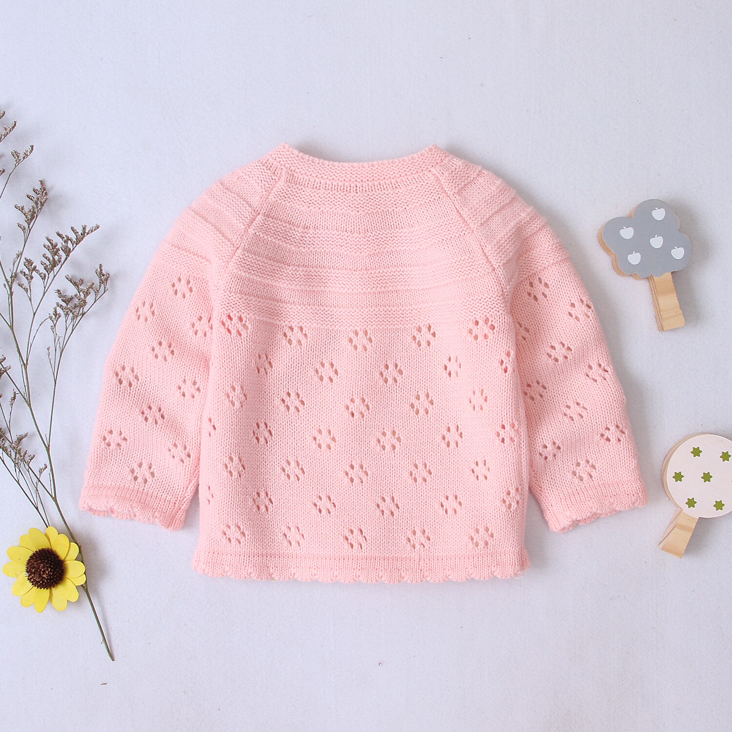 bébé filles automne hiver Cardigan chandails enfant en bas âge boutonné creux points fleur tricoté vêtements d'extérieur