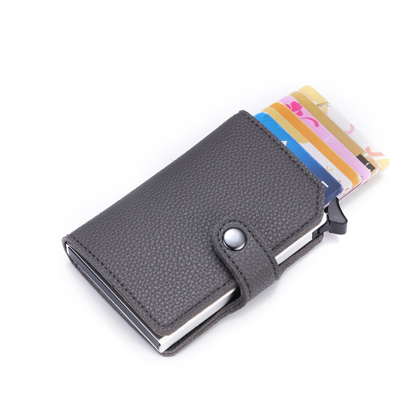 Zovyvol Rfid Anti-Diefstal Metalen Aluminium Portemonnee Minimalistische Bank Kaarthouder Mini Mannen En Vrouwen Zwarte Business Credit Card case: X-56 Gray