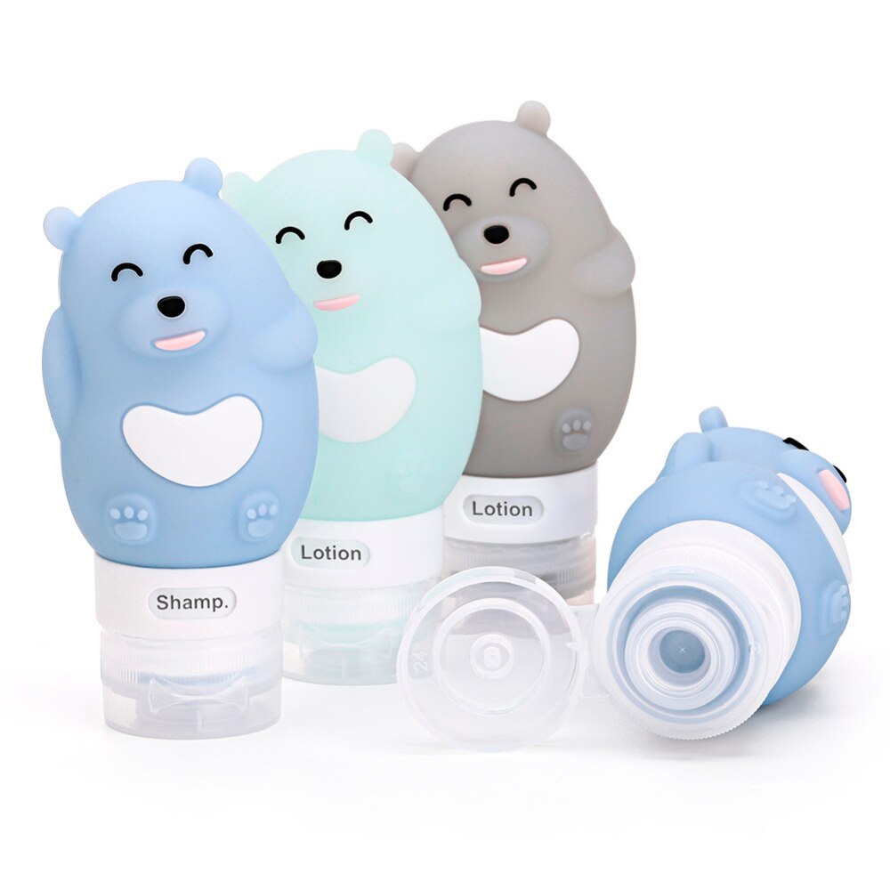 3/1pcs portable Outdoor travel set bottle squeeze cartoon animal modeling bottle Silicone little empty bottl Multi-purpose