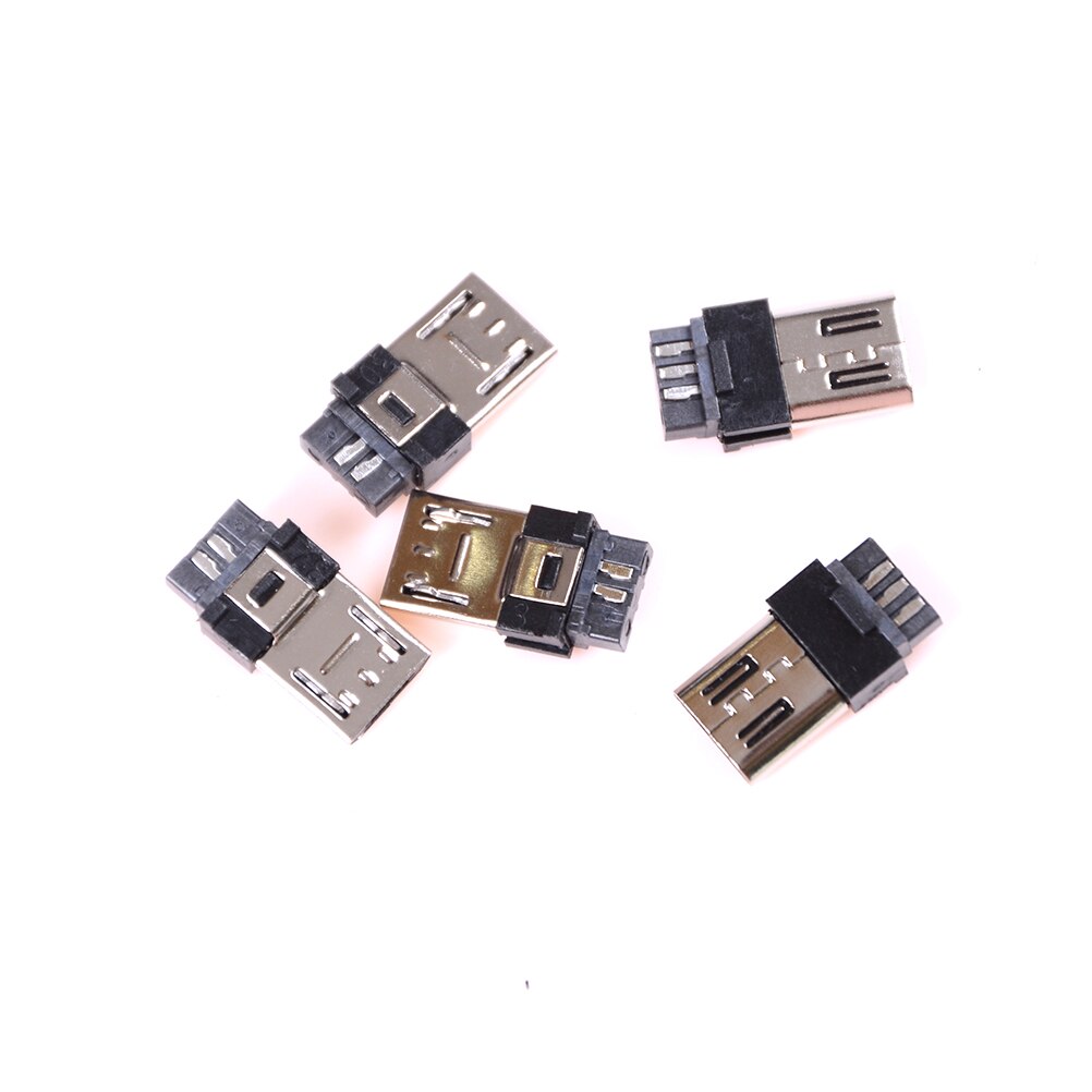 5Pcs Diy Zwart Mini Usb 5 Pin Male Plug Socket Connector &amp; Plastic Cover Soldeer Micro Mount Vergadering Vervanging connector Kabel