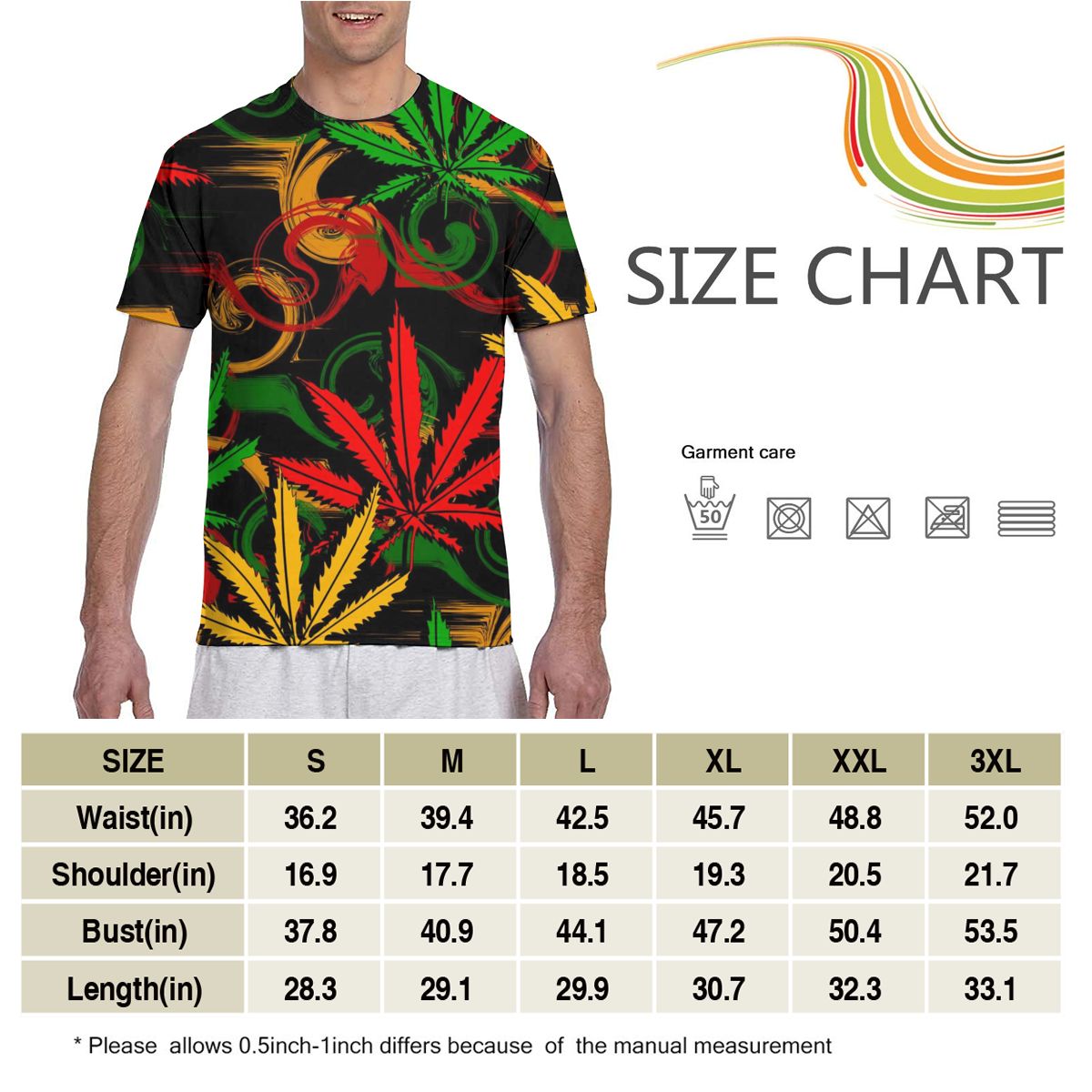 Gekleurde Marihuana Bladeren Mode T-shirt Mannen Zomer Crew Hals Heren Tshirt Tee Shirts