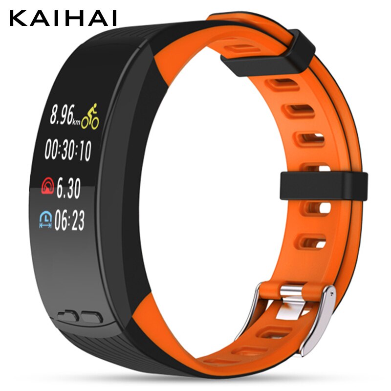 KAIHAI smart watch fitness tracker wristband bracelet gps Positioning without phone Pedometer Heart rate Monitor Pace speed: Orange