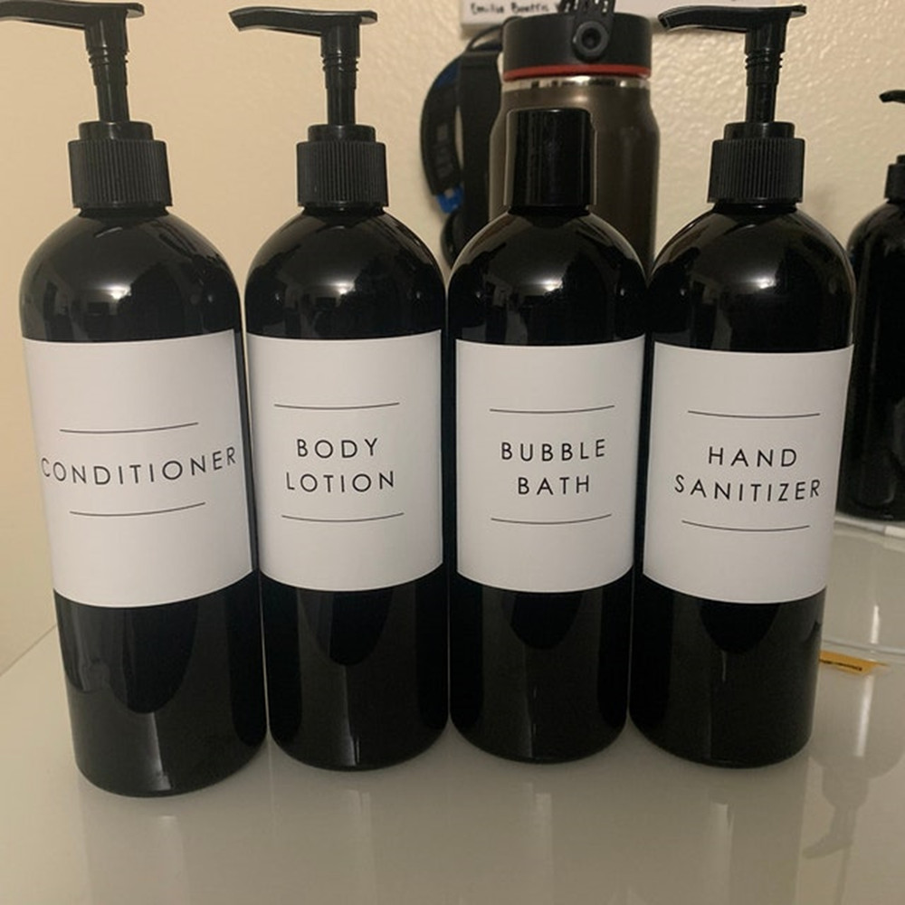 Jabón de manos Etiquetas para champú, acondicionador, jabón de platos y baño (minimalistas), resistentes al agua, modernas