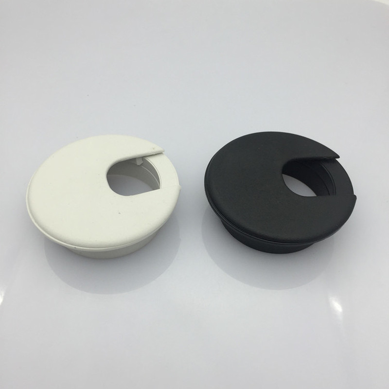 2pcs plastic pc desk wire hole cover Base 35mm round table cable outlet Port grommet protector Line organizer Furniture Hardware
