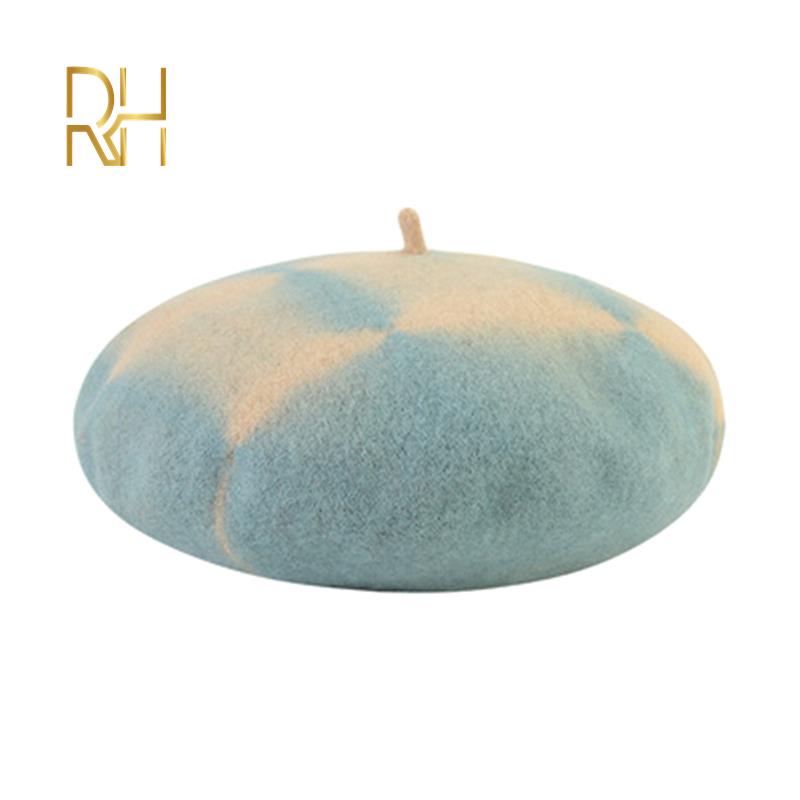 Wol vintage warme wol winter dames tie-dye baret franse kunstenaar muts pet voor lief meisje lente en herfst hoeden rh: Hemelsblauw