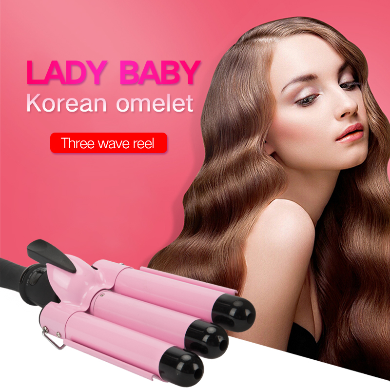 110-220v Hair Curling Iron Ceramic Triple Barrel Hair Curler Deep Pearl Waving Curly Styling Tool Splint Wave Wand