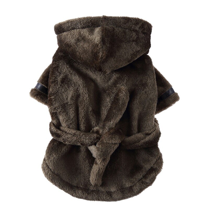 Miękkie szybkie suszenie Pet piżama zagęszczony luksusowy miękki bawełniany szlafrok z kapturem Super chłonny do kąpania psa ręcznik Pet Nightwear: Coffe / L