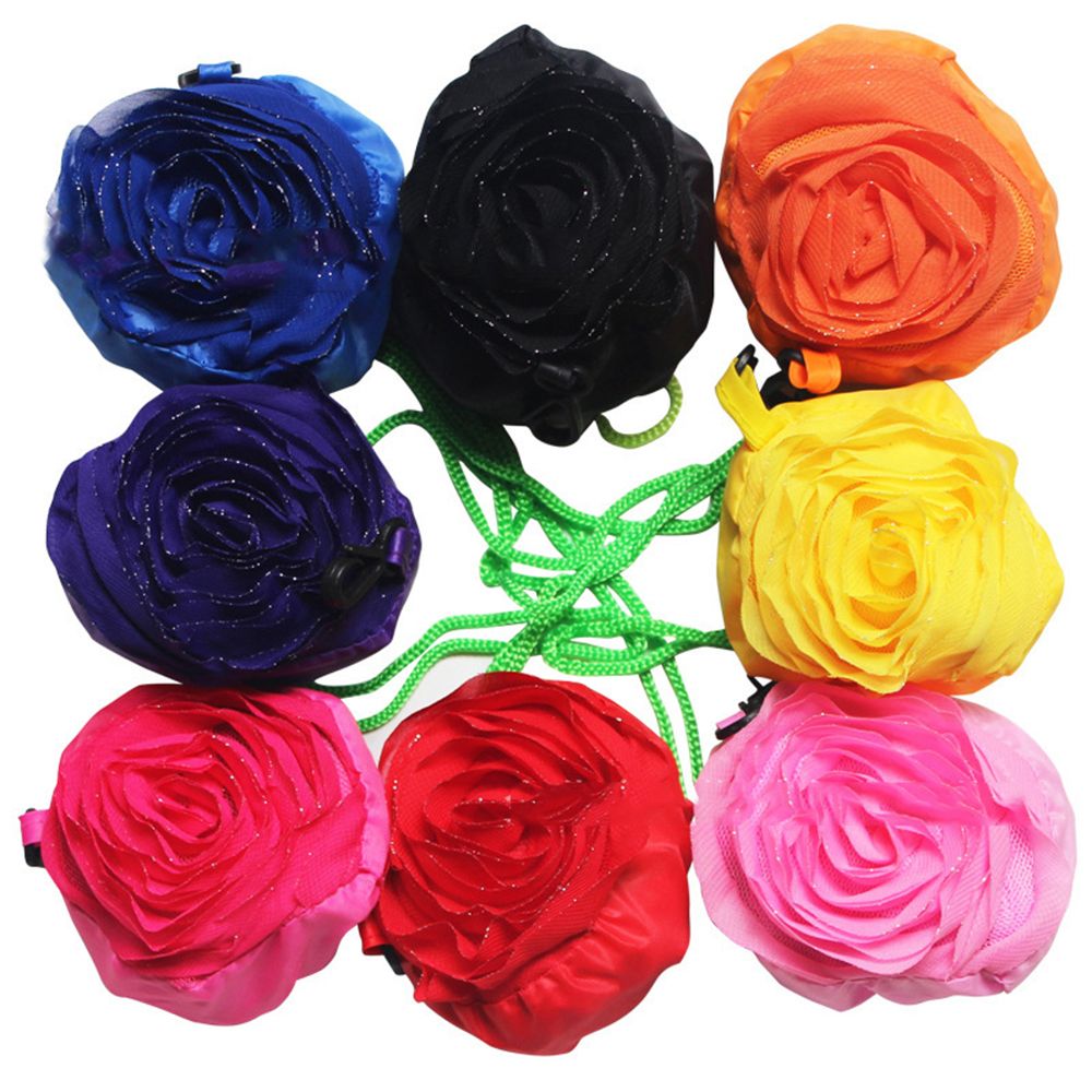 1PC Eco Opslag Handtas Rose Bloemen Vorm Opvouwbare Boodschappentassen Herbruikbare Vouwen Kruidenier Grote Zak Leuke Tote Pouch