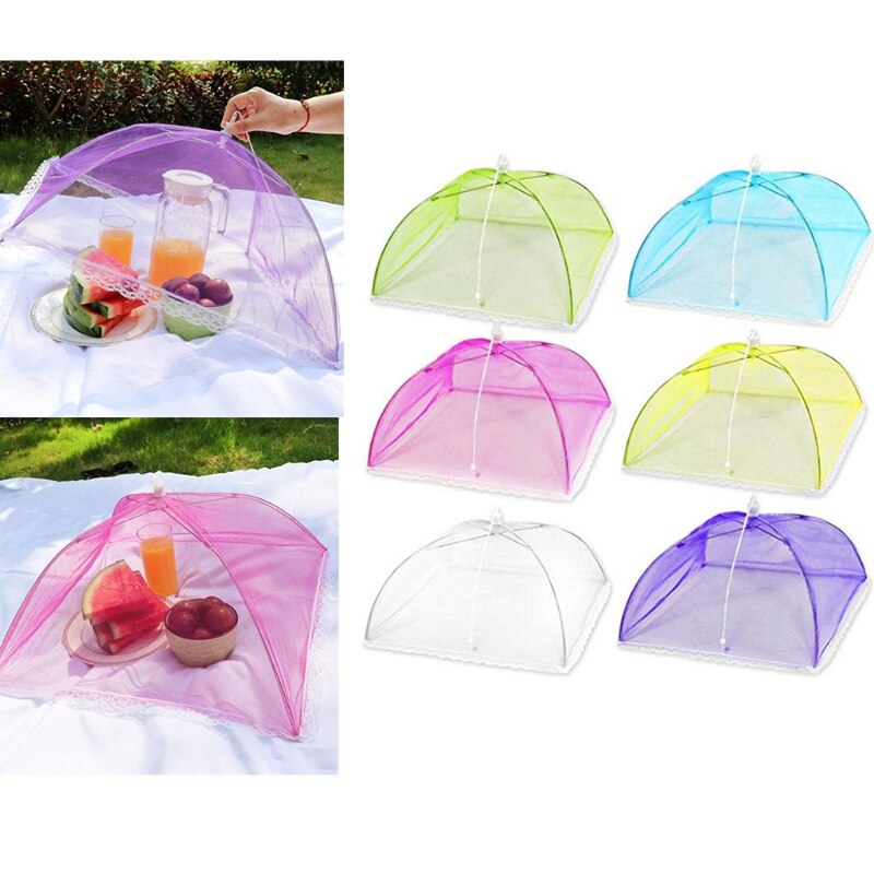 6 Pcs/Set Pop-Up Mesh Screen Food Cover Tent Collapsible Umbrella Food Cover Net