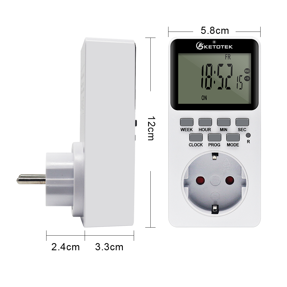 Eu Plug Timer Schakelaar Socket Programmeerbare Timing Socket Zomer Tijdsinstelling 12/24 Uur Swithcing Met Countdown Functie