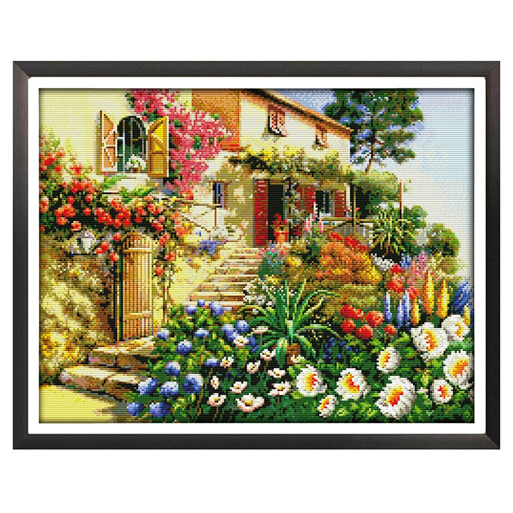 Blesiya Stamped Cross Stitch Kits Pre-Printed Cottage Pattern Embroidery