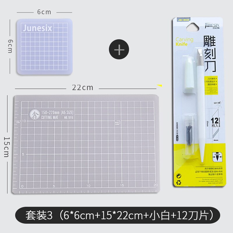 Doorschijnende Snijden Pads Handbook Sticker Rubber Stempel Pads Snijplanken Duurzaam Diy Pvc Snijden Matten Graveren Pen Mes: set 3