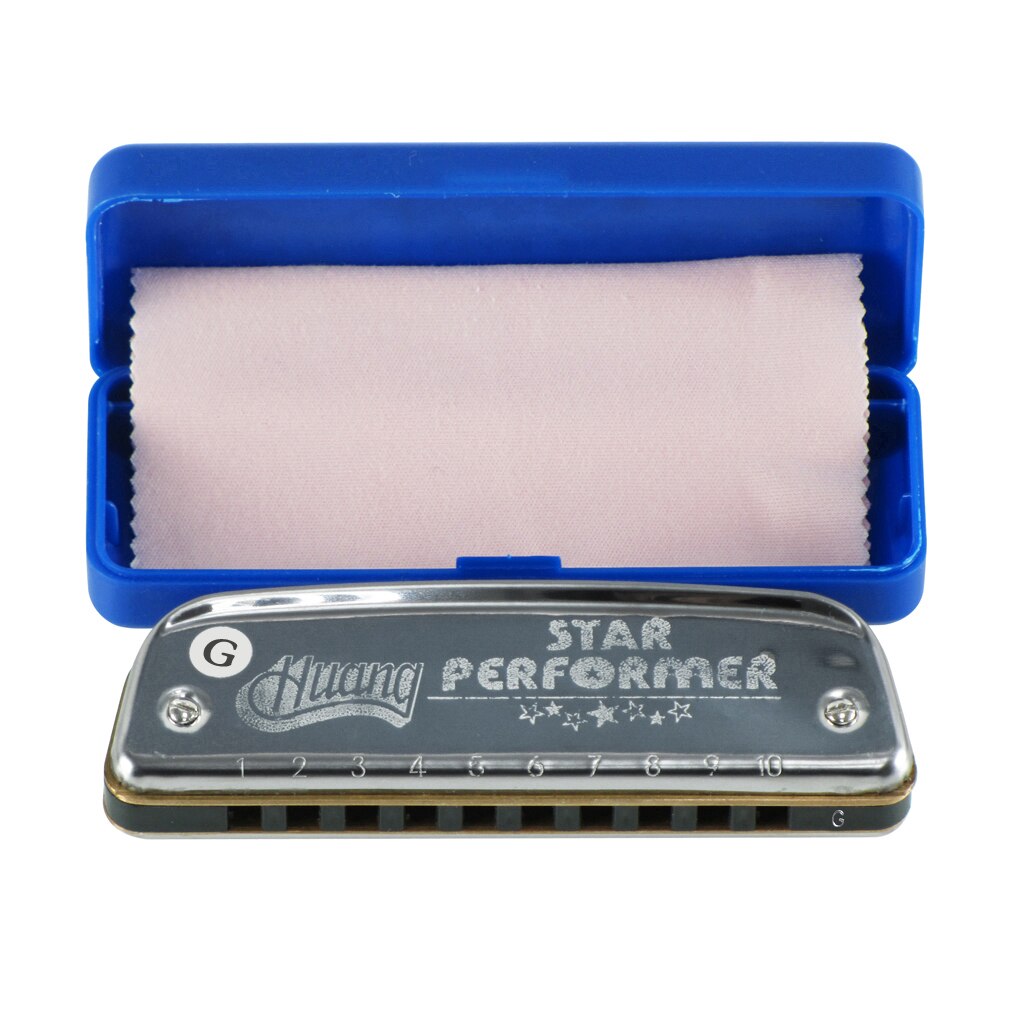 Huang Harmonica Diatonic Blues G Key 10 Holes Harp Mouth Organ with Case