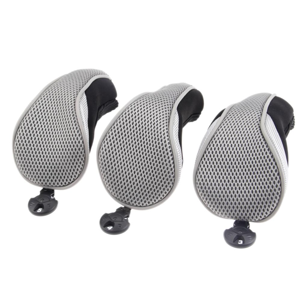 SURIEEN 3 Pcs/Set Golf Club Head Cover Golf hybrid club Headcovers Golf Head Covers Protect Set 6 Colors Choose: Gray