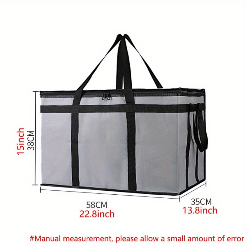 1 Set (Bag & Bottom), XXXL Large Capacity Reusable Warming Bag with Removable Hard Bottom, 3 Layers Insulated Pizza Bag
