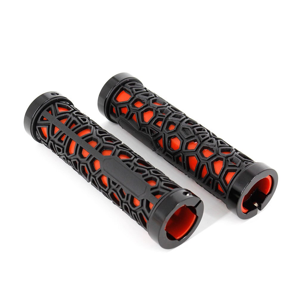 Dual Lock-On Bike Grips Fietsstuur Grips Voor Mountain Fiets Stuur Mtb Locking Uiteinden Fixie Bmx: Red