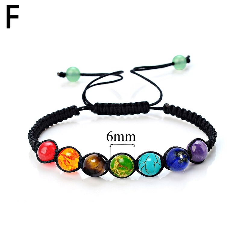 Einstellbar Armbänder Bunte Natürliche Stein Perlen Armbinde Handgemachte Geflochtene Hand Seil Armreifen Für Frauen Männer Schmuck: F