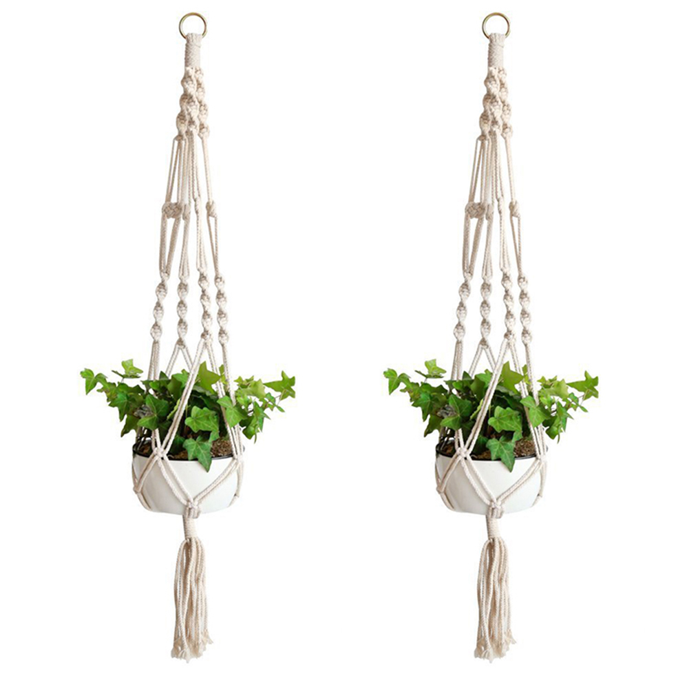 Plant Hanger Flower Pot Holder Net Bag Plant Greening Woven Hanging Basket With Tassels Designs For Indoor Outdoor Garden Office: Light Grey