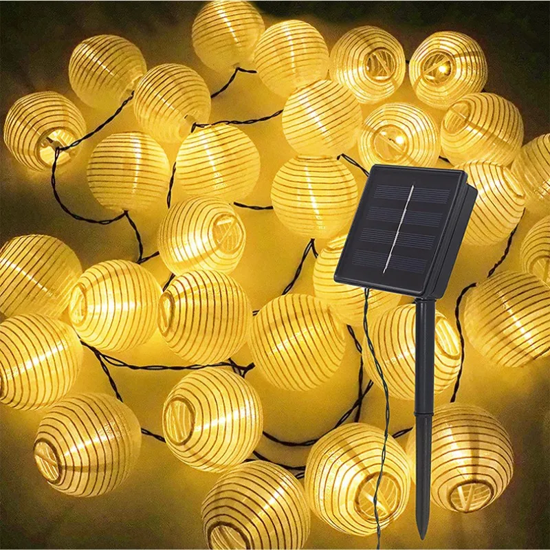Solar Lantern String Lights Waterproof Outdoor Garland Fairy Lights Solar Powered Garden Decor Light for Christmas Wedding Party