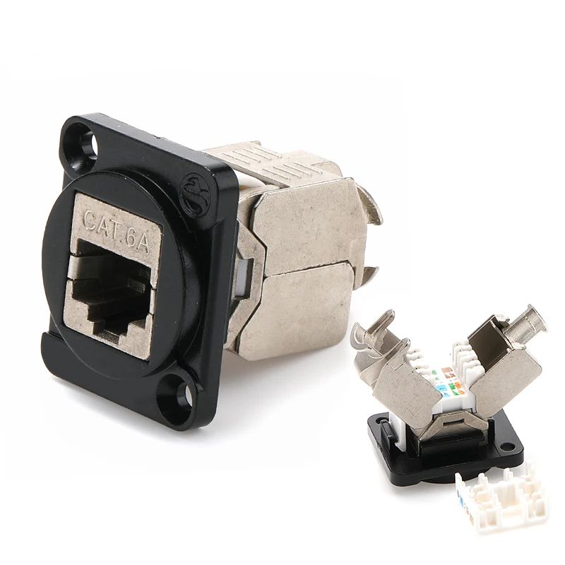 D-typ modul 8 p 8c rj45 kontakt hane hona uttag industrikamera nätverkskommunikation 4 stift  rj11 kat 6a med dammskydd: Brun