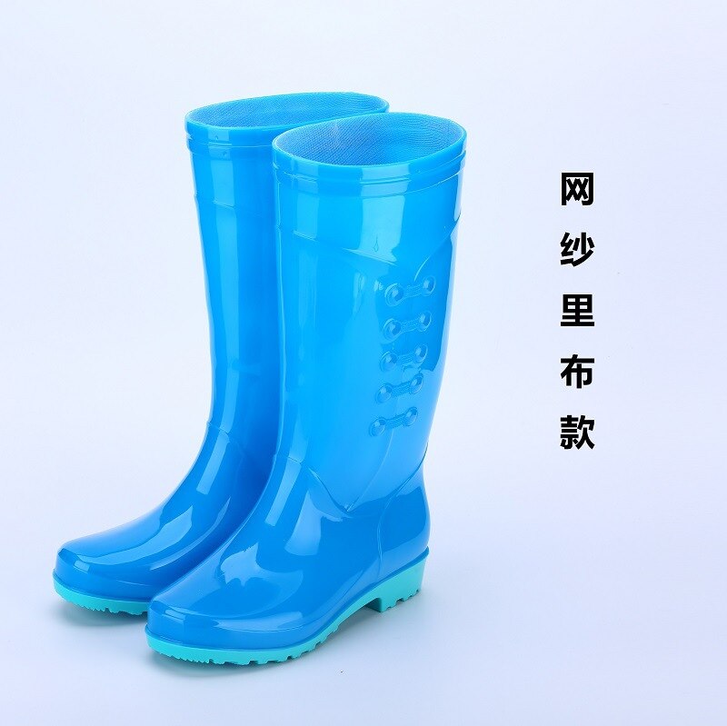 Dames imperméable à l'eau bottes de pluie femme mi-mollet femmes en caoutchouc bottes de pluie filles chaussures bottes de pluie PVC chaussures de pluie y789: Bleu ciel / 6