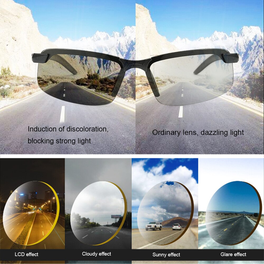 Photochromic Lens Driver Goggles Anti-glare Anti-UV Night Enhanced Light Glasses Sunglasses Goggles Car Accessor