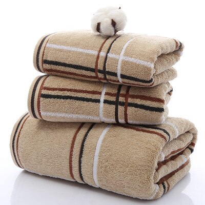 Handdoek Bad Hotel Speciale Zachte Handdoek Perfect Eenvoudige Plaid Handdoek Set (2 * Handdoek 1 * Badhanddoek) huishoudtextiel: Coffe 3pcs