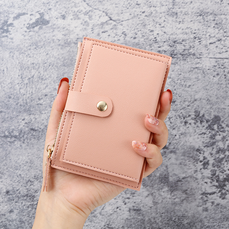 Wallet female ins students wallet female ultra-thin card bag one small change bag clutch bag: Pink