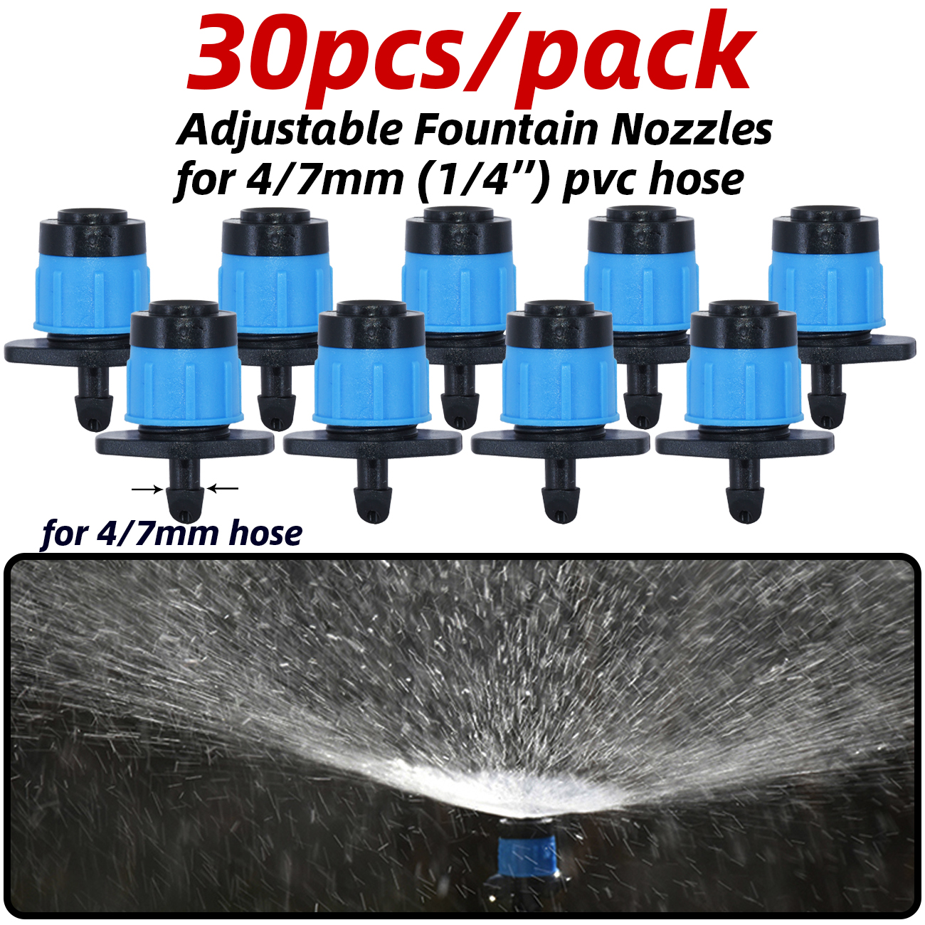 Ugelli regolabili per nebulizzazione di serra con connettore da 1/4 '' per kit sistema di irrigazione da giardino per irrigazione a goccia bonsai di fiori: Blu