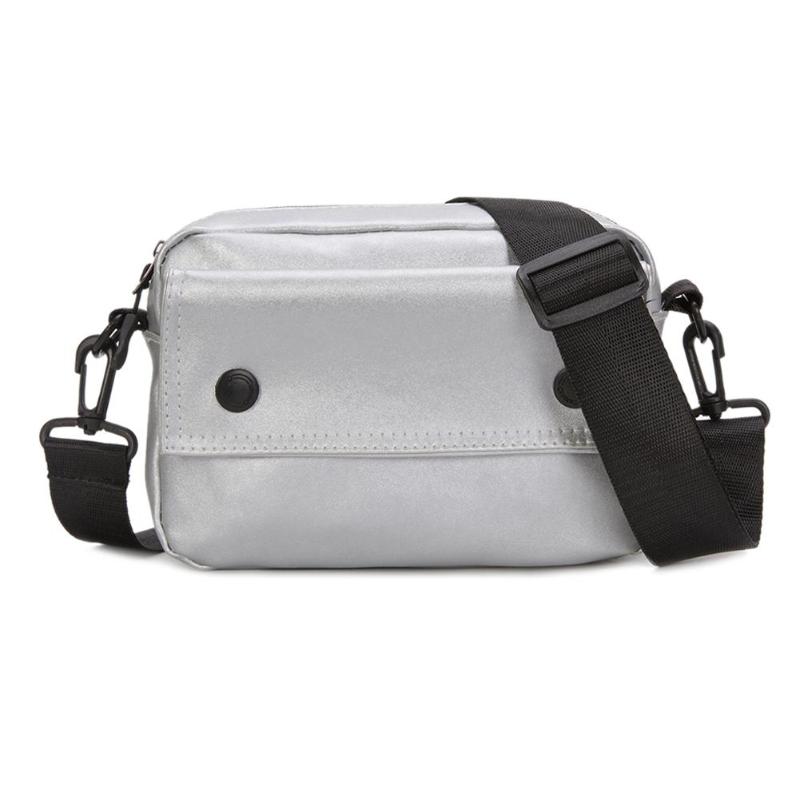 Effen schoudertas dames crossbody tas pu leer effen kleur brede schouder handtas: Zilver